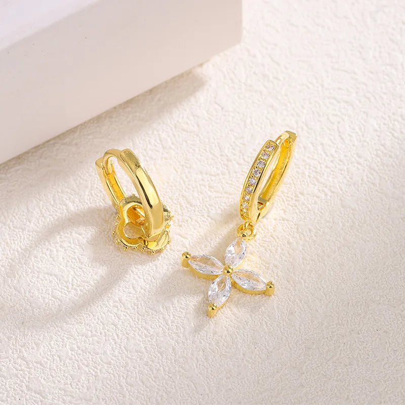 2026 New Women Earrings Alloy Gold Plated Orange Flower Drop Earrings Fashion Cute Sweet Jewelry For Daily Casual Party