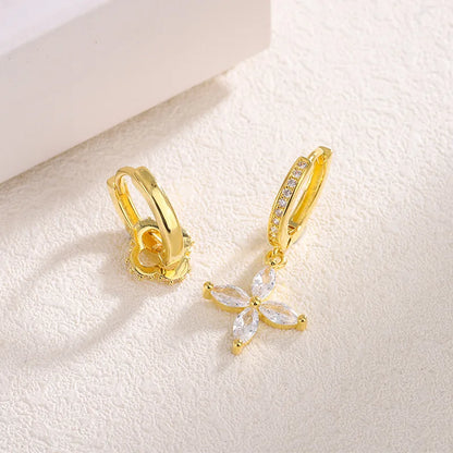 2026 New Women Earrings Alloy Gold Plated Orange Flower Drop Earrings Fashion Cute Sweet Jewelry For Daily Casual Party