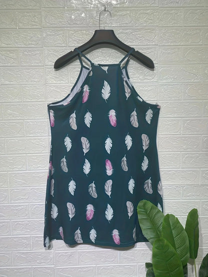 5XL Plus Size 2025 New Summer Sexy Dress Women Feather Print Backless Casual Loose Vacation Beach Short Dresses Female Sundress