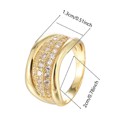Gorgeous Gold - Plated Ring with Sparkling Cubic Zirconia Stones, Ideal for Any Occasion, Fashionable Jewelry Accessory