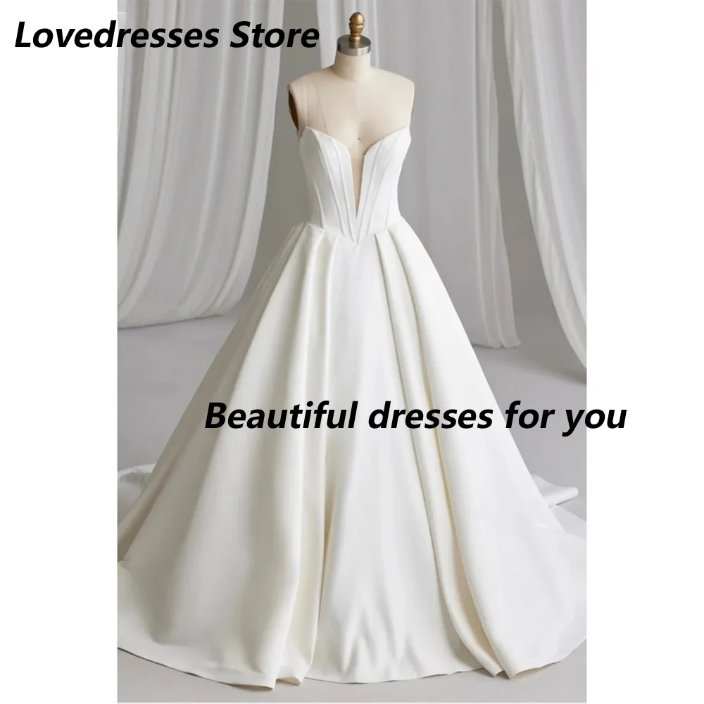 Amazing Wedding Dress Plus Size New Arrival V Neck  A Line Woman Bridal Gown Sweep Train Backless Bride Dresses Robe De Mariée