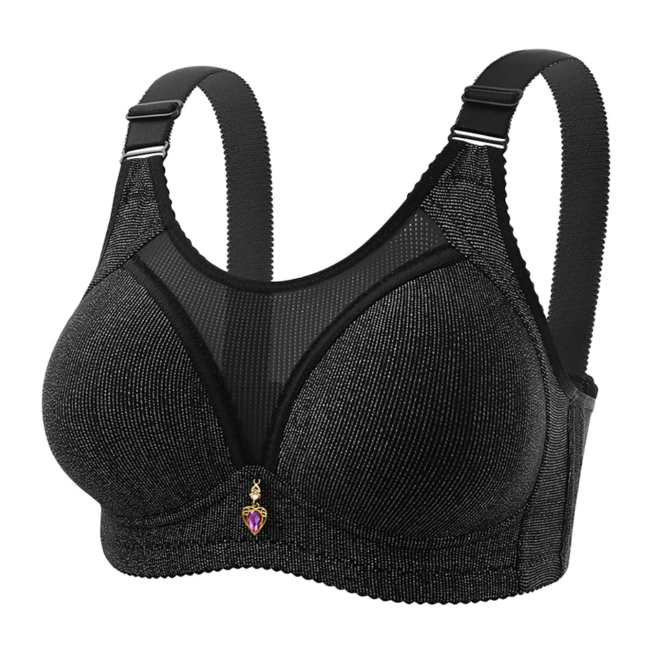 Bra for Women Comfortable Non-slip Push-up Sports Bra with Wide Shoulder Straps Chest Pad for Women Breathable Lingerie