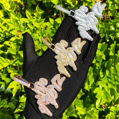 Aokaishen Iced Out Bando Boyz  for Men Necklace Pendant Real Gold Plated Cubic Zirconia Hip Hop Jewelry