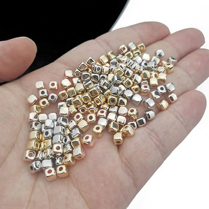 100~400pcs 3mm Square Beads CCB Material Gold Silver Plated Loose Spacer For Jewelry Making Accessories DIY Necklace Bracelets