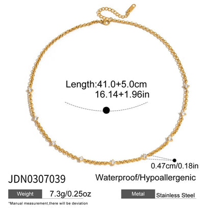 Youthway Delicate Cubic Zirconia Chain Necklace For Women Minimalist 18K Gold Plated Stainless Steel Necklace Fashion Jewelry