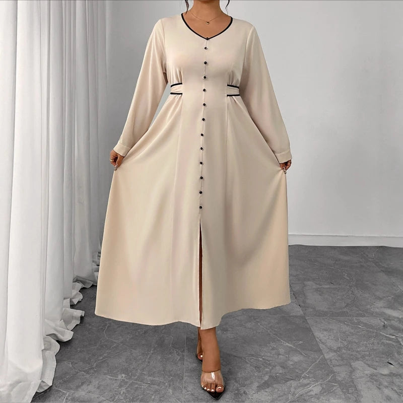 Plus Size Dress Slim Temperament Long Sleeve Lace-up Women's Banquet Dress
