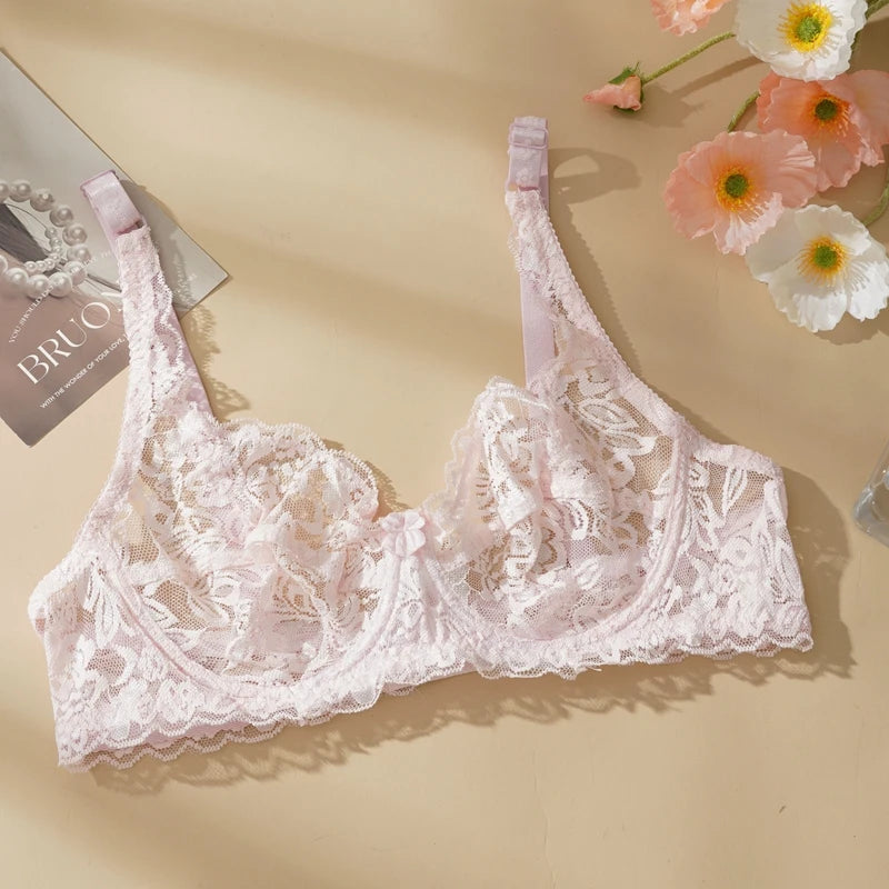 Plus Size Thin Lace Push Up Bras 8 Colors 34-40 B/C Cup Hollow Out Bra Women Soft Breathable Lingerie