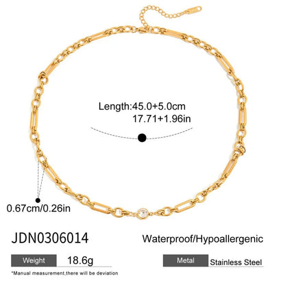 Youthway Delicate Cubic Zirconia Chain Necklace For Women Minimalist 18K Gold Plated Stainless Steel Necklace Fashion Jewelry