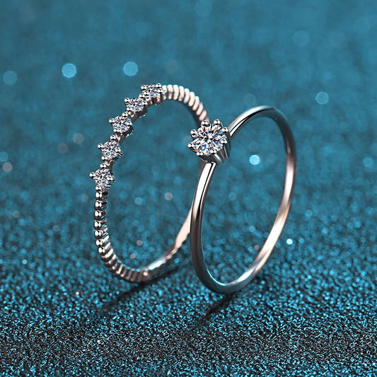 Luxury 18k White Gold High-quality Platinum Pt950 Ring for Women with 0.1ct Moissanite Cabochon Fine Jewelry Gift