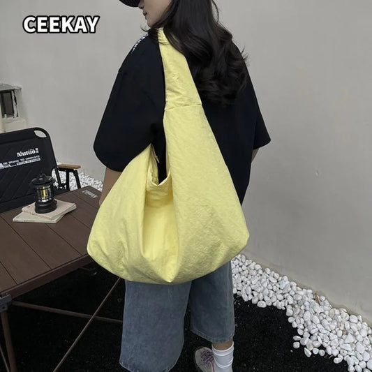 CEEKAY Women's Hobo Bag Orange Nylon Large Capacity Shoulder Handbag Zipper Closure Lightweight Daily Commute Casual Sport