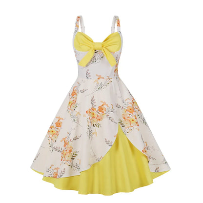 Plus Size Swan Flamingo Print Vintage Dress Women Casual Tunic Pin Up Robe 50s Rockabilly Summer Party Dresses Feminino Vestidos