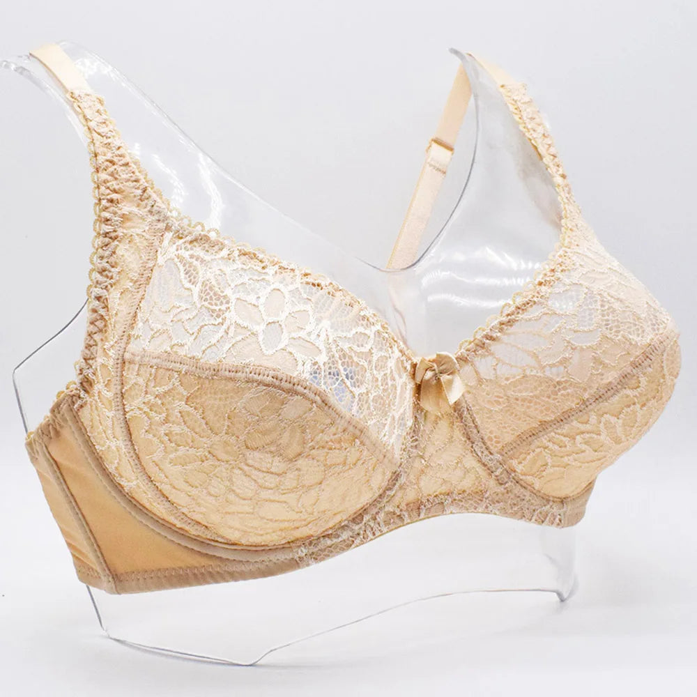 Plus Size Bras For Women Lace Bra Femme Transparent Large Brassiere Tops Underwear Sexy Lingerie C D DD E F Cup