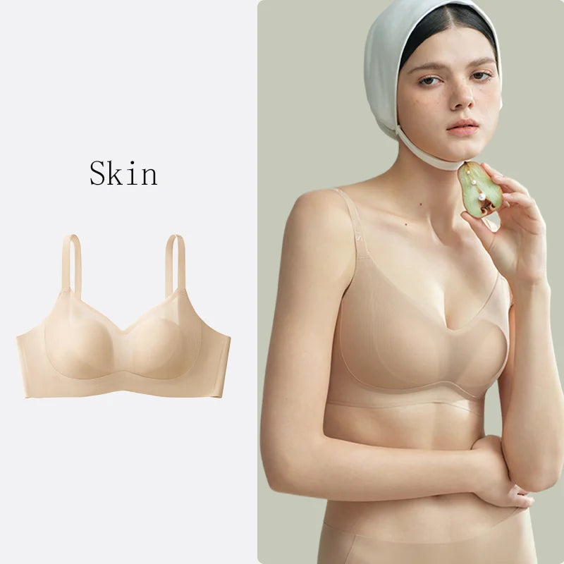 SUJIIN Plus Size Bras for Women Push Up Seamless Wireless Supportive Bra Woman Autumn Minimizer Thin Solid Bra Big Breasts