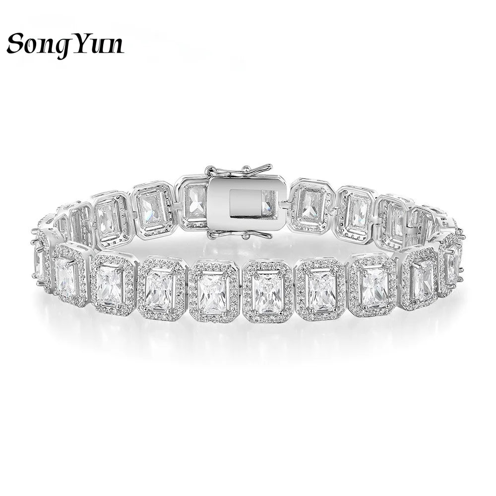 SY Luxury Jewelry 925 Sterling Silver Bracelet 18K Gold Plated Bangle CZ Zircon Tennis Chain Bracelets For Women Fine Jewelry