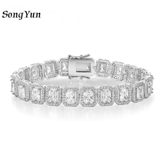 SY Luxury Jewelry 925 Sterling Silver Bracelet 18K Gold Plated Bangle CZ Zircon Tennis Chain Bracelets For Women Fine Jewelry
