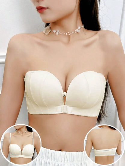 Women's Wireless shell shaped front button Bra with beautiful back suitable for small breasts Pad Lingerie