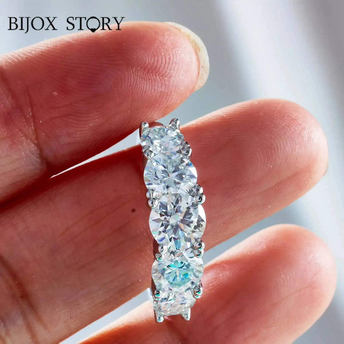 5 Stones 3.6CT All Moissanite Rings for Women 18k Plated 925 Sterling Sliver Wedding Band Sparkling Diamonds Fine Jewelry GRA