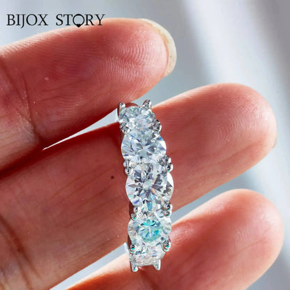 5 Stones 3.6CT All Moissanite Rings for Women 18k Plated 925 Sterling Sliver Wedding Band Sparkling Diamonds Fine Jewelry GRA