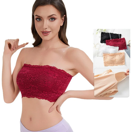 Plus Size Lace Bra Women Strapless Sexy Bra Comfortable Breathable Summer Sports Bra