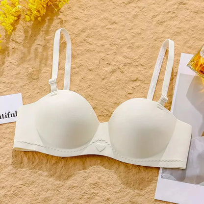 Women's Gathered Underwear Small Breasts Support No Steel Rings No Shoulder Straps Comfortable Bra for Large Breasts