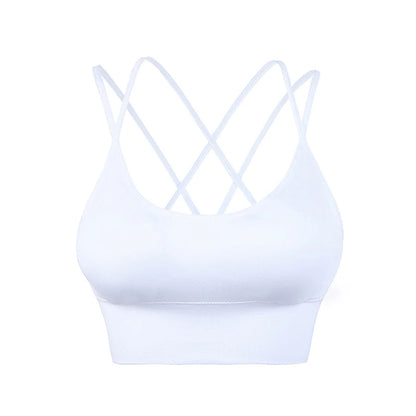 Sexy Women Tops Back Cross Straps Tank Tops Push Up Running Sports Bra Breathable Soft Fitness Beauty Gym Shockproof Yoga Bra