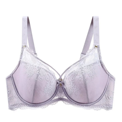 Plus Size Minimizer Bra for Women Lace Floral Non Padded Underwire Female Push Up Lingerie 34 36 38 40 42 44 46 48 50 52 C D E