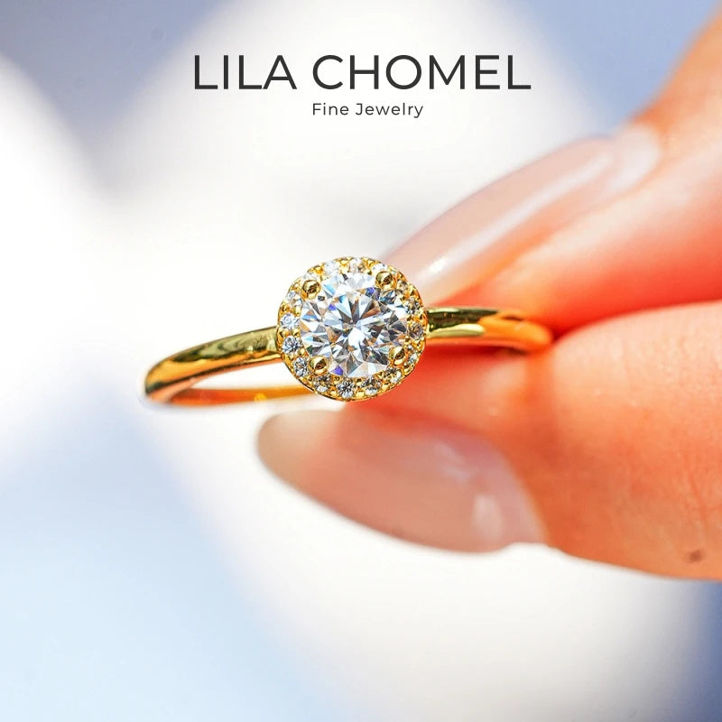 Girl Birthday Gift 18K Gold Valentine's Day Rings 0.5CT Moissanite Diamond Women Wedding Band Lover Engagement Lady Fine Jewelry