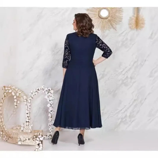 Spring and Summer New Large-size Women's Dress Splicing Lace Chiffon Slim-fit High-end Dress Dresses for Women 2022 Plus Size