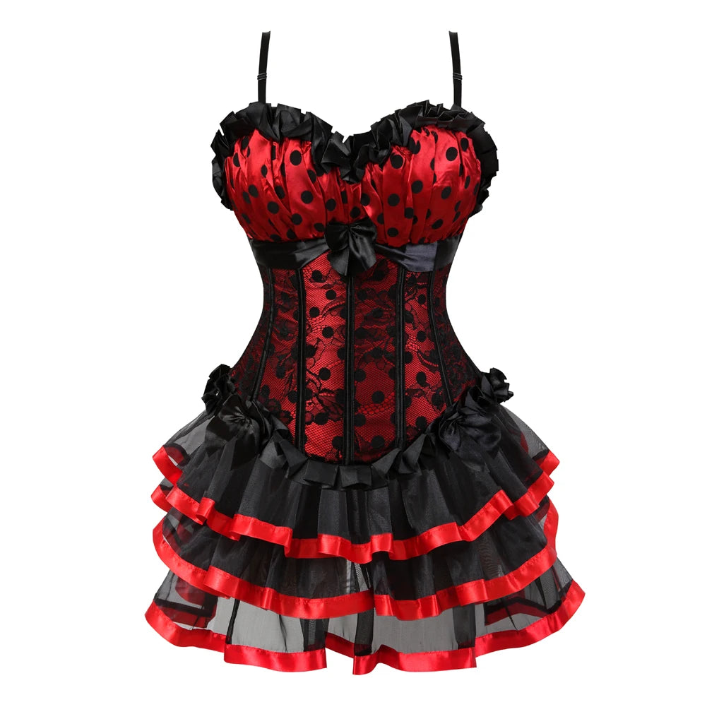 Burlesque Corset Dresses for Women Plus Size Sexy Corset Lingerie Top With Cup Black Sexy Lace Corset Dress With Straps