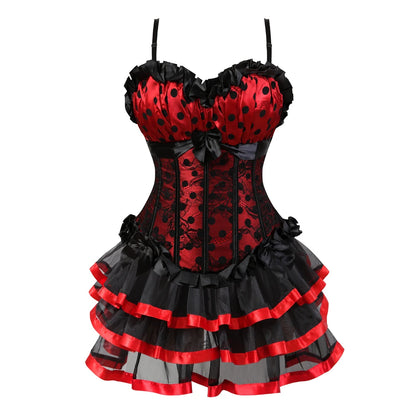 Burlesque Corset Dresses for Women Plus Size Sexy Corset Lingerie Top With Cup Black Sexy Lace Corset Dress With Straps