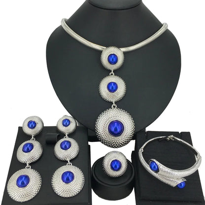 High Quality Big Pendants Newest Dubai Gold Plated Jewelry Set Women's Exquisite Wedding Banquet Dating Jewelry Set FHK14092