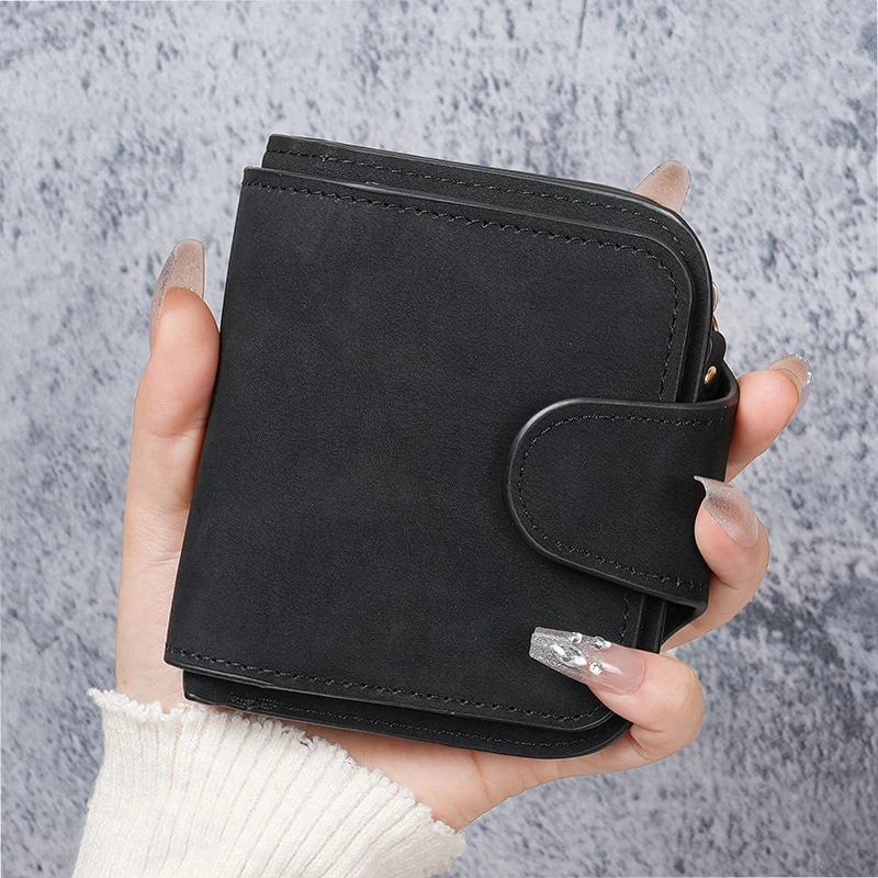 Ladies Zip Purse Women Wallet Frosted Leather Vintage Female Clutch Bag Credit Card Holder Phone Bag Money Clip