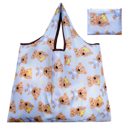 BIG Eco-Friendly Folding Shopping Bag Reusable Portable Shoulder Handbag for Travel Grocery Fashion Pocket Tote
