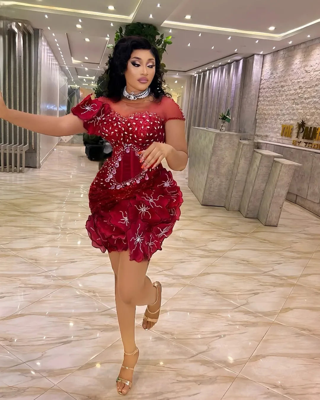 Women Plus Size Cocktail Dresses Short Prom Mini Dresses Birthday Dresses Appliqued Beaded Sequined Lace Gowns Customized