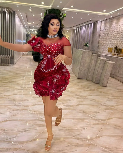 Women Plus Size Cocktail Dresses Short Prom Mini Dresses Birthday Dresses Appliqued Beaded Sequined Lace Gowns Customized