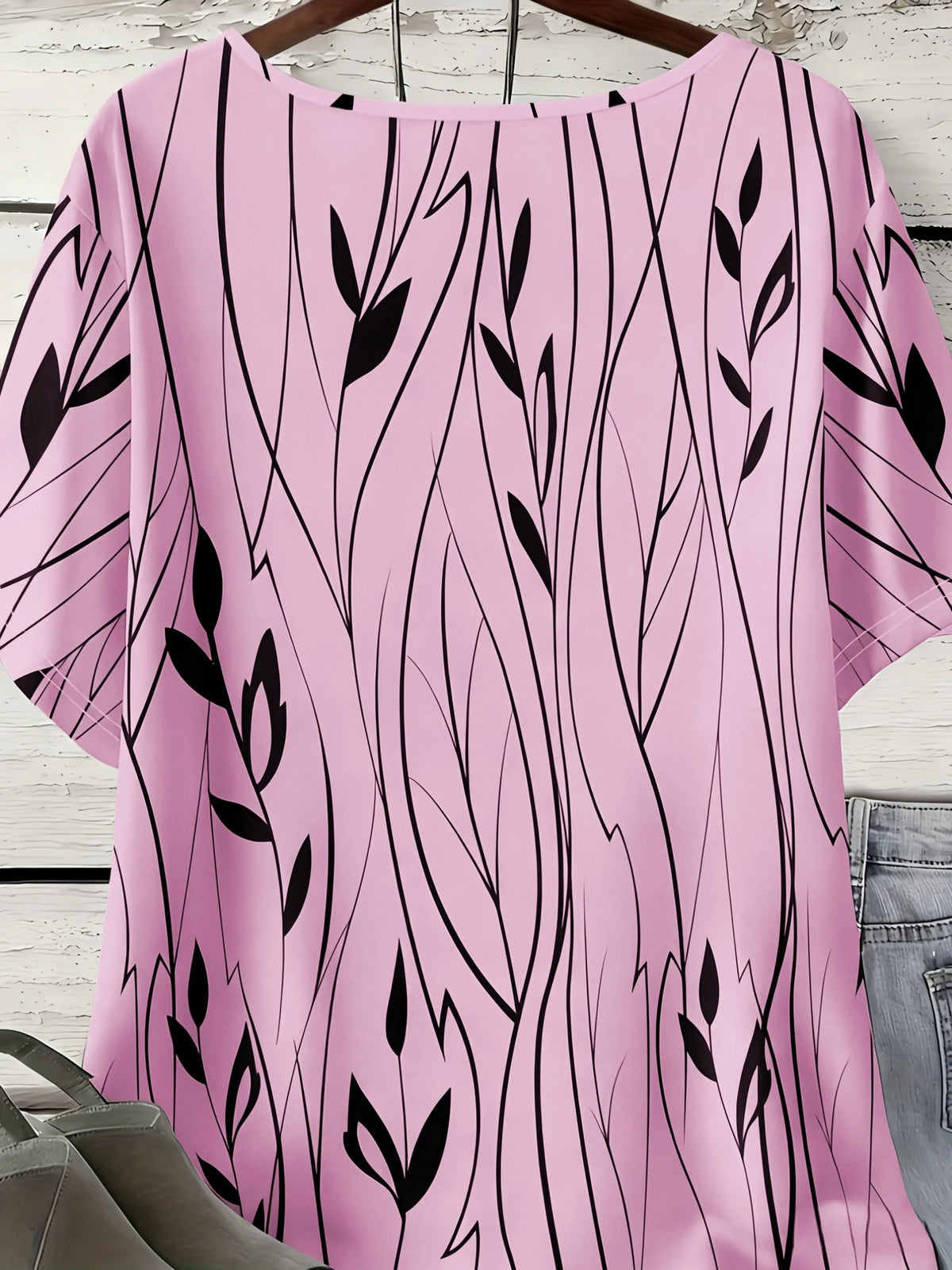 Women Plus Size 1XL-8XL Casual Loose Top Shirts Leaves Print Blouse T-shirt Ladies Fashion Vintage Blouse Half Sleeves T-shirt
