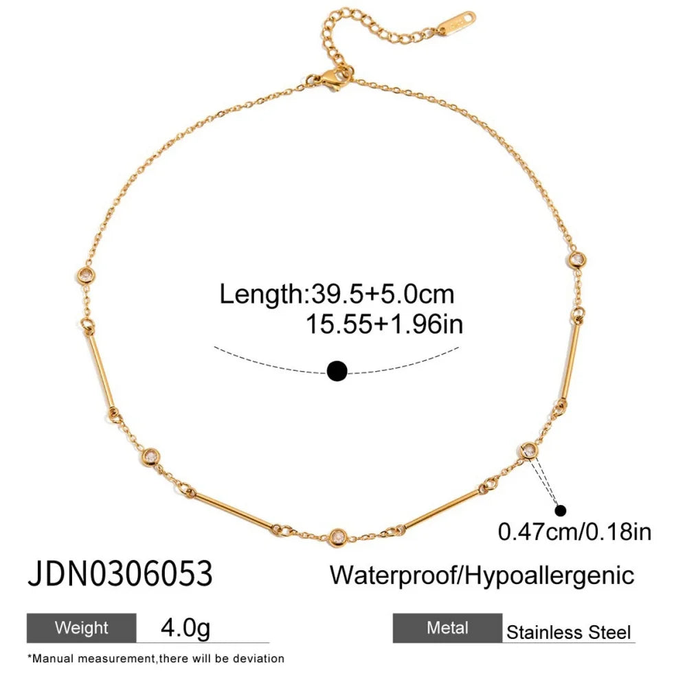 Youthway Delicate Cubic Zirconia Chain Necklace For Women Minimalist 18K Gold Plated Stainless Steel Necklace Fashion Jewelry