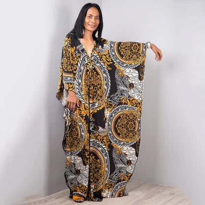Plus Size Dresses Womens Caftan Floral Print Kaftan Dress Short Sleeve Swimsuit Cover up Loungewear for Summer