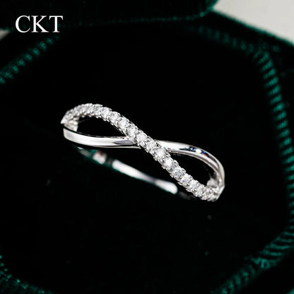 CKT Real 18k White Gold & Platinum PT950 Diamond Moissanite Ring Elegant Jewelry for Women Wedding Bands Rings Fine Jewelry