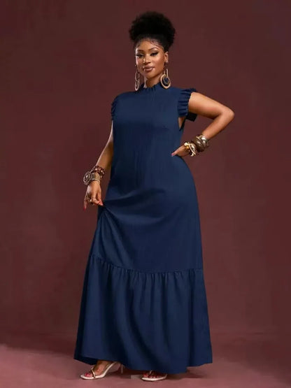 Plus Size Women's Elegant Skirt Dress Casual Work European American Style with Pleated Texture And Large Swing Hemline