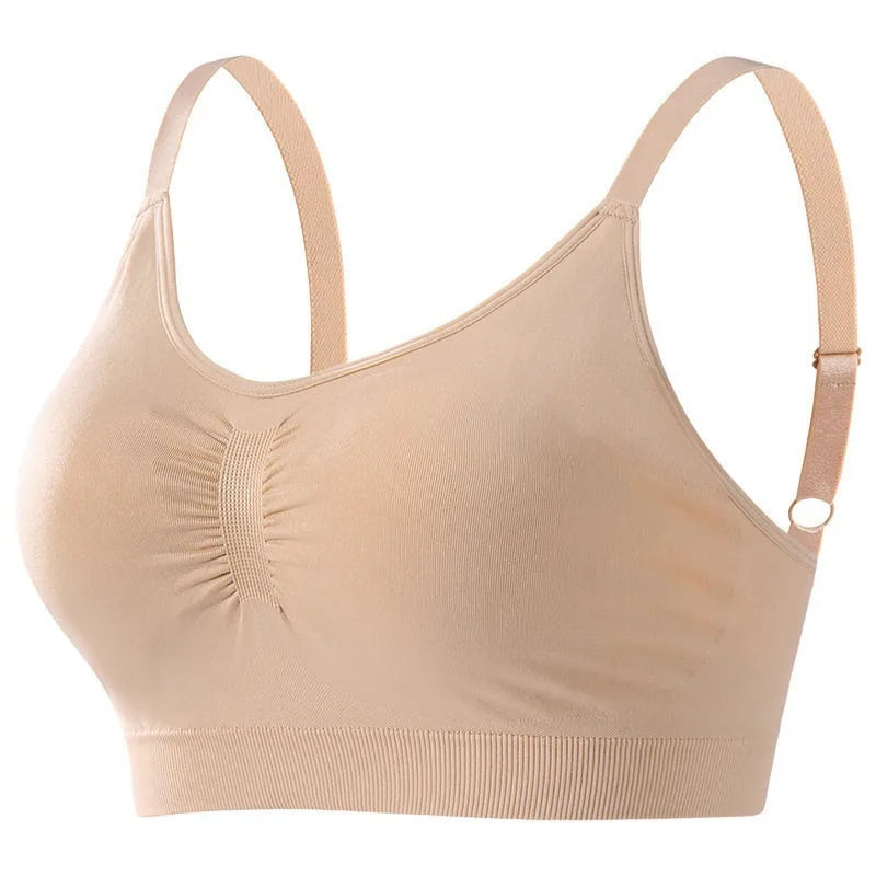 Plus Size Seamless Sports Bra Wireless Push Up Padded Beauty Back Breathable Yoga Gym Workout Brassiere S-XXXL