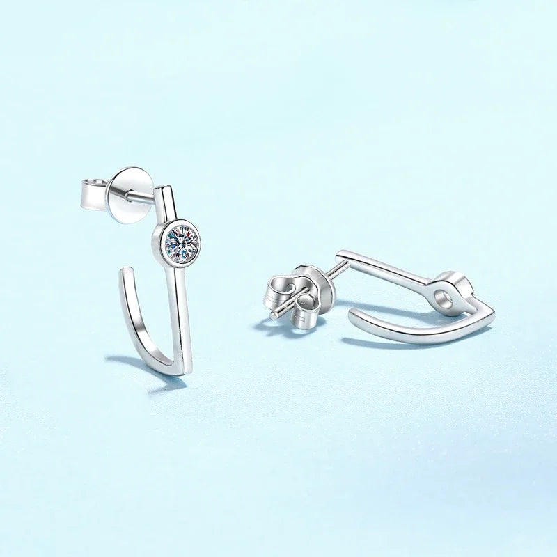 Girl Birthday Gift 18K White Gold Wedding Earrings 0.2CT Moissanite Diamond Women PT950 Platinum Valentine's Day Fine Jewelry