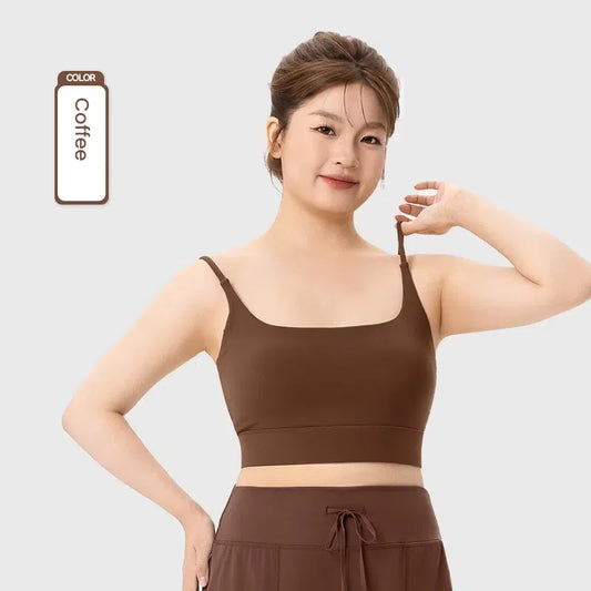 Plus Size Sports Bra for Women Wireless Yoga Bras with Fixed Cups Seamless Workout Vest for Gym Pilates Large Size XXL XXXL