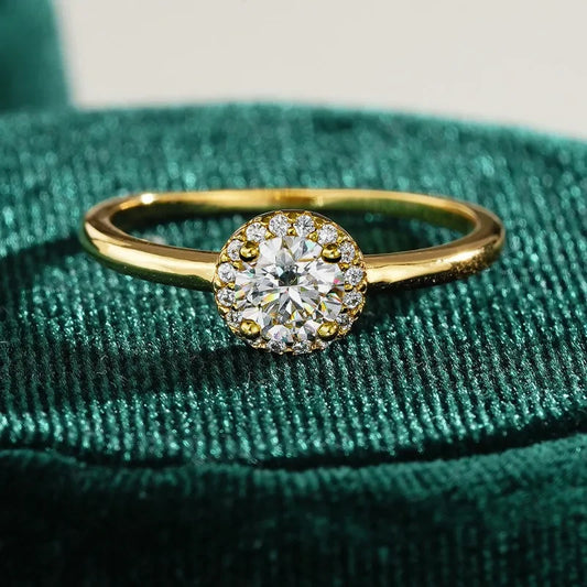 Girl Birthday Gift 18K Gold Valentine's Day Rings 0.5CT Moissanite Diamond Women Wedding Band Lover Engagement Lady Fine Jewelry