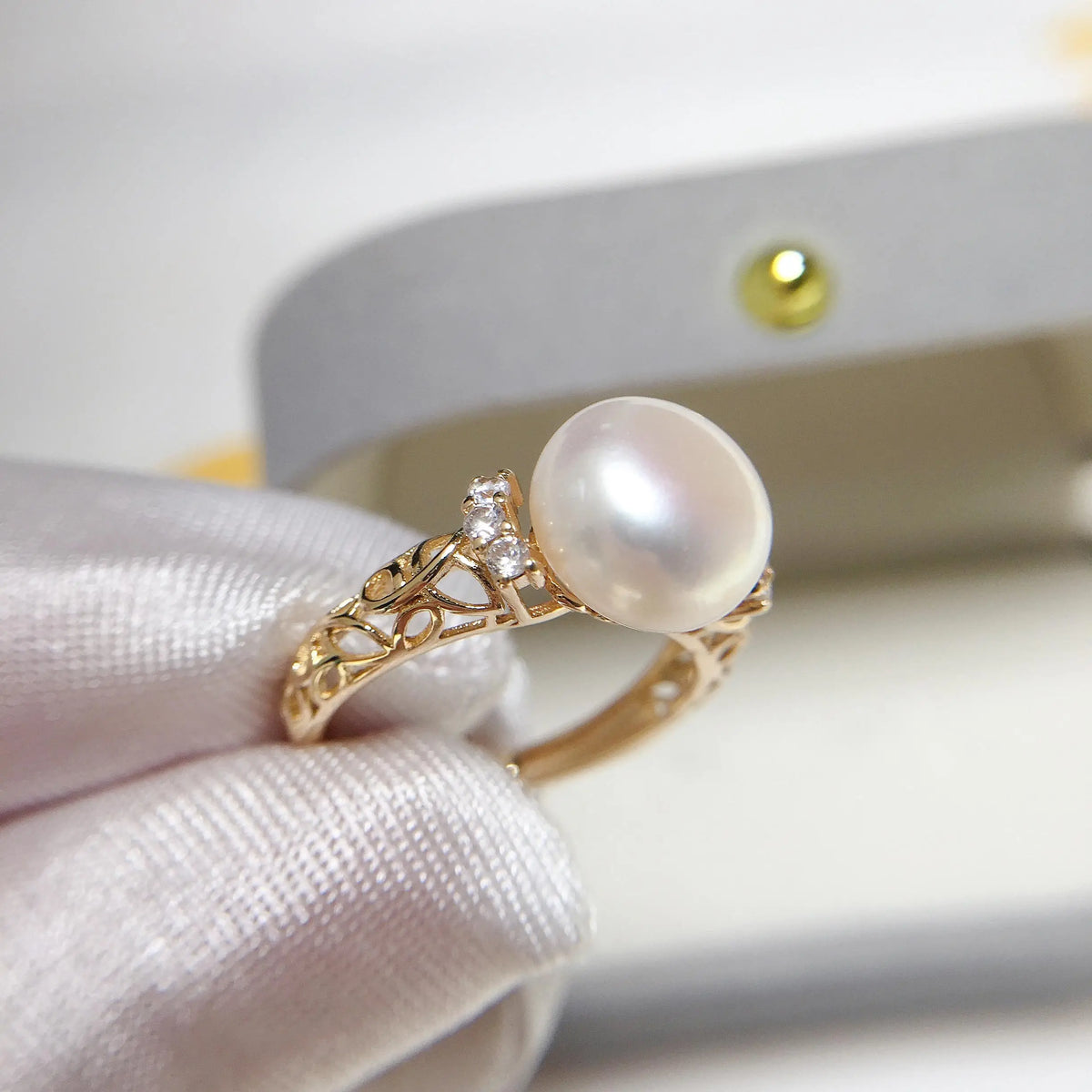 ZHBORUINI New Fine Pearl Ring 100% Real Natural Freshwater Pearl Design Ring for Femme 18K Gold Plating Women Jewelry Ring Gift
