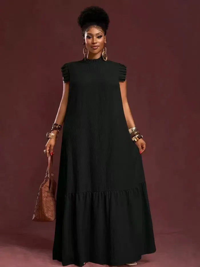 Plus Size Women's Elegant Skirt Dress Casual Work European American Style with Pleated Texture And Large Swing Hemline