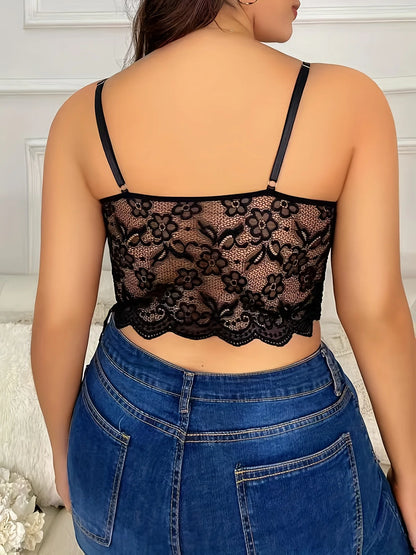 Sexy Plus Size Bra Lingerie Women's V-Neck Lace Floral Embroidery Longline High Stretch Elegant Vest Feminino