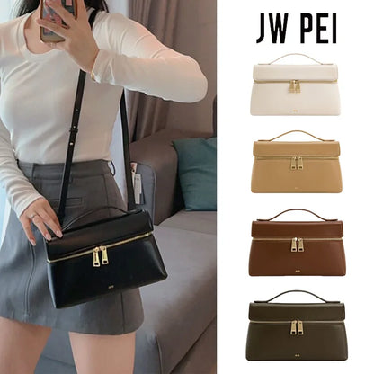 JW PEI Lunch Box Bag New Box Bag Niche Design Single Shoulder Crossbody Bag Handbag Tote Bag Genuine Leather Women's Bag