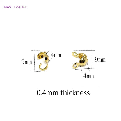 Jewellery Making Supplies Findings Thickened 14k/18k Real Gold Plating 4MM Double-Cup Bead Tip Crimp Cover for DIY