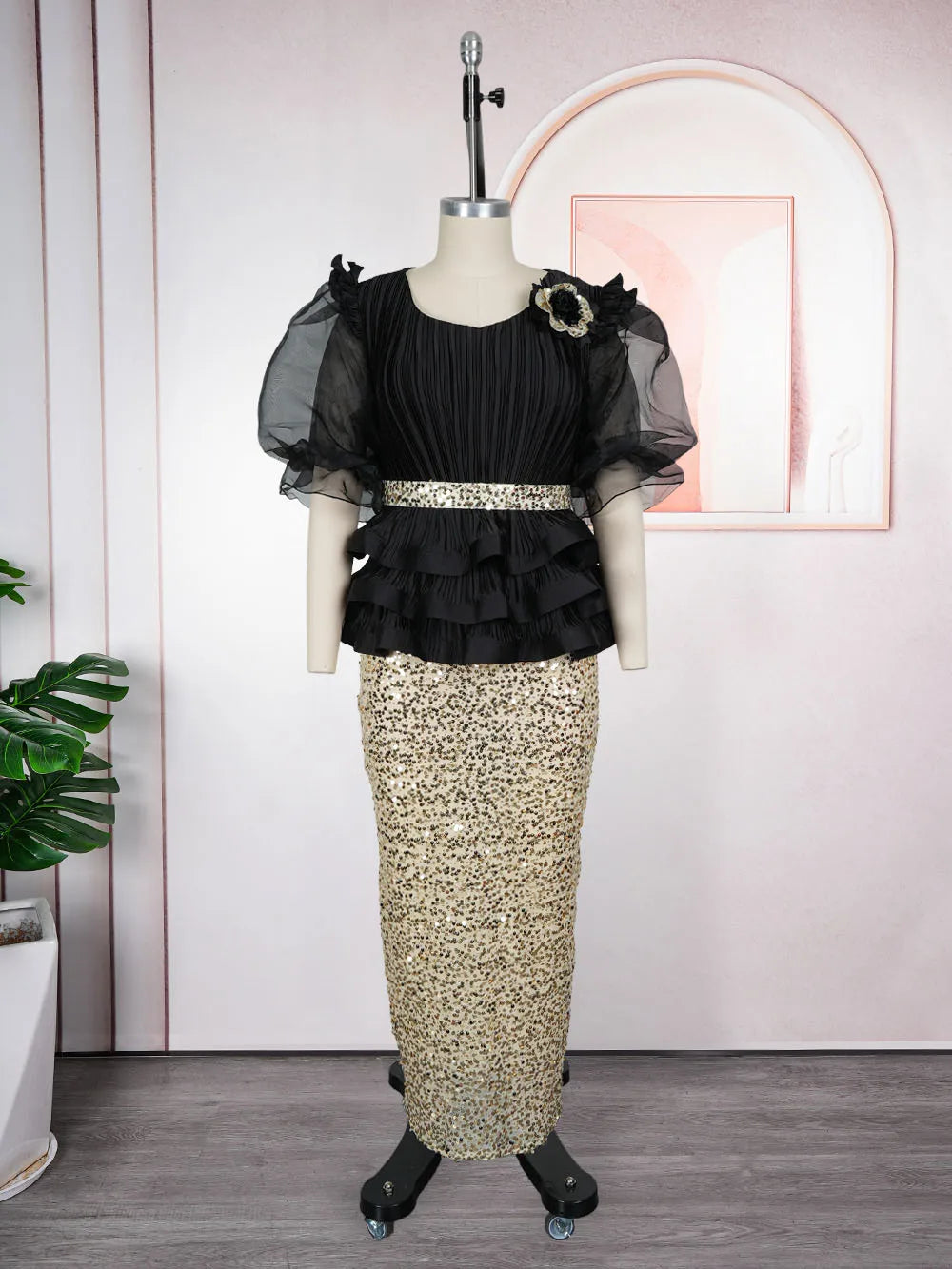 Plus Size Evening Dresses for Women African Luxury Sequin Gown Elegant Turkey Wedding Party Long Dress Ankara Ladies Clothing